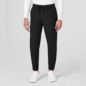 Wonderwink Mens Modern Fit Black Elastic Waist Drawstring Cargo Pants Size 30